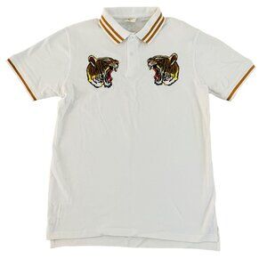 Arketype Polo Shirt Mens XL Tiger Embroidery Golden Stripe Streetwear Hype Hip